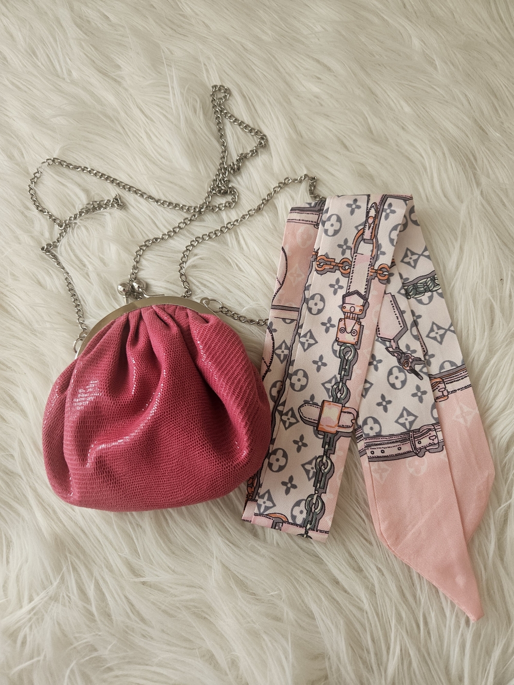 Pink Chain Strap Evening Bag